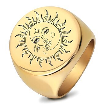 18K gold plated Stainless steel  "The Sun" finger ring, Intensity