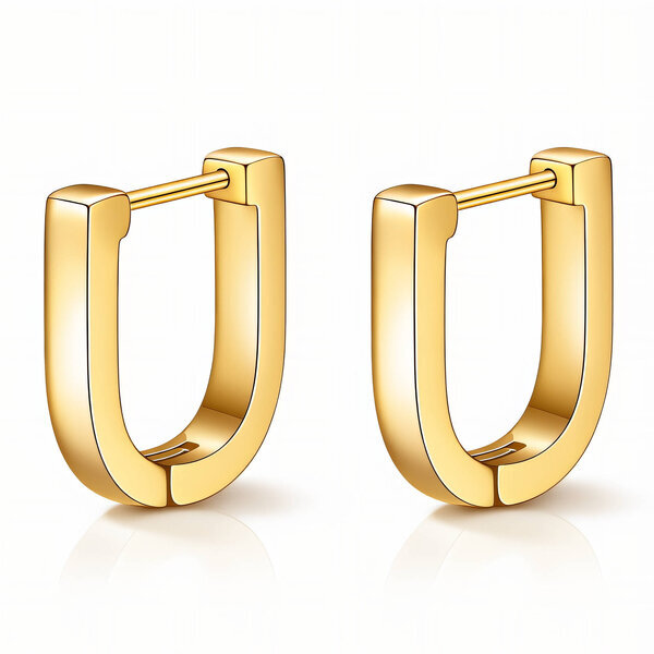 Earrings, 18K Gold Plated Steel