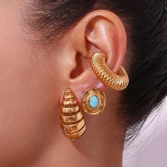 18K gold plated Stainless steel earrings, Intensity