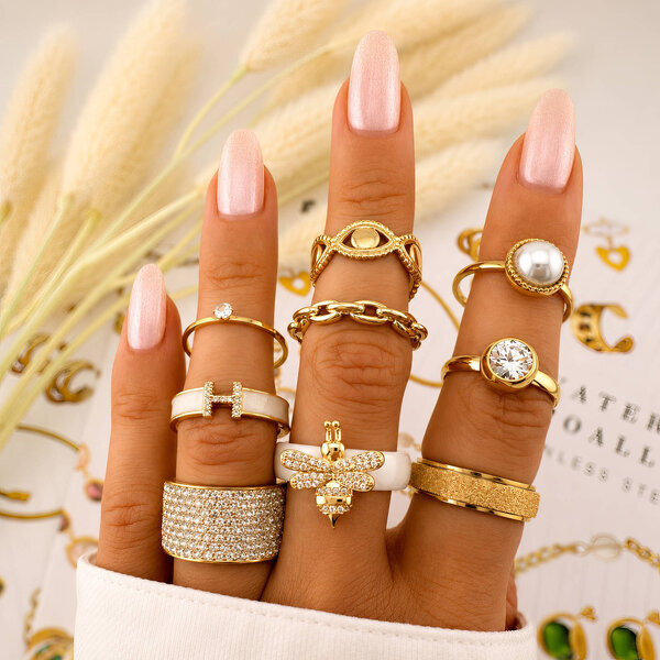 Ring, 18K Gold Plated Steel