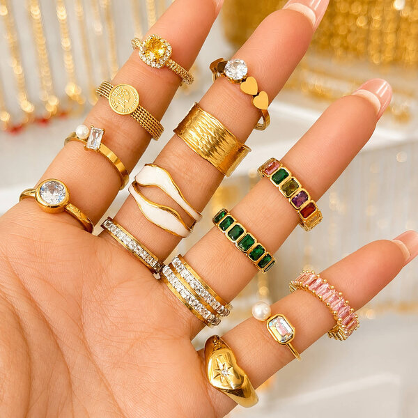 Ring, 18K Gold Plated Steel