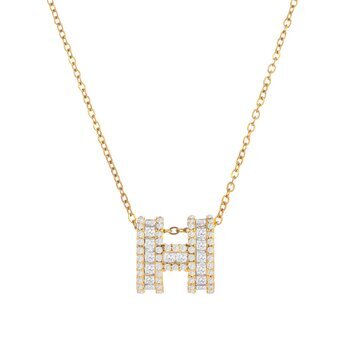 18K gold plated Stainless steel  "Letter "H"" necklace, Intensity