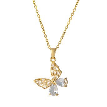 18K gold plated Stainless steel  "Butterfly" necklace, Intensity