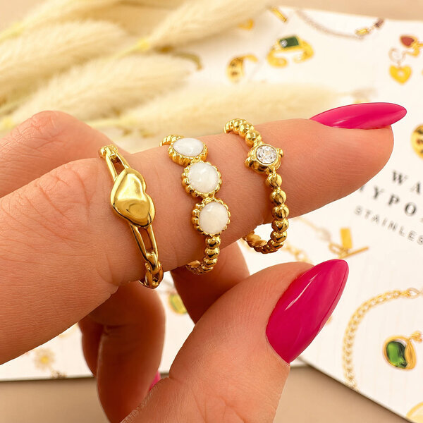 "Heart" Ring, 18K Gold Plated Steel
