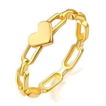 18K gold plated Stainless steel  "Heart" finger ring, Intensity