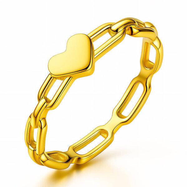 "Heart" Ring, 18K Gold Plated Steel
