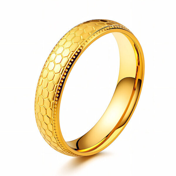 Ring, 18K Gold Plated Steel