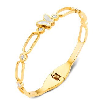 18K gold plated Stainless steel  "Butterfly" bracelet, Intensity