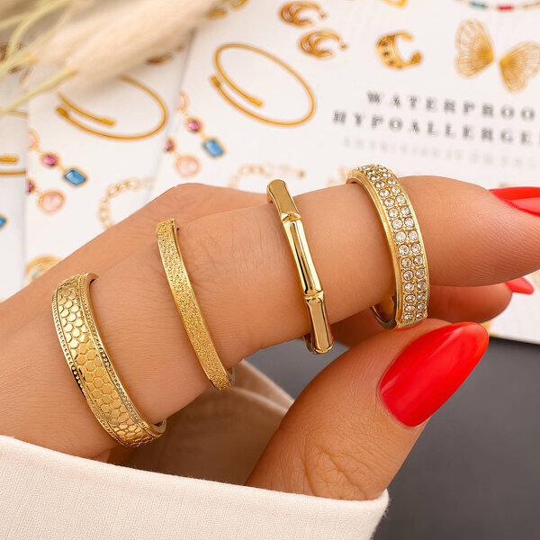 Ring, 18K Gold Plated Steel
