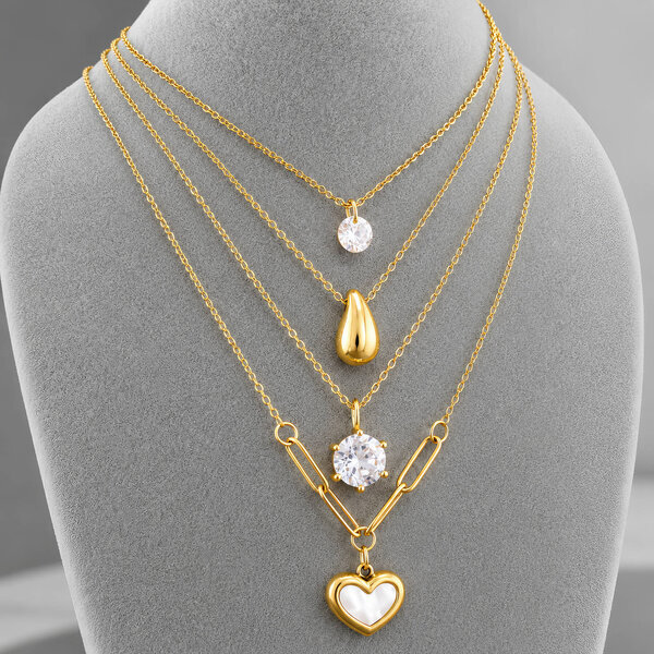 Necklace, 18K Gold Plated Steel