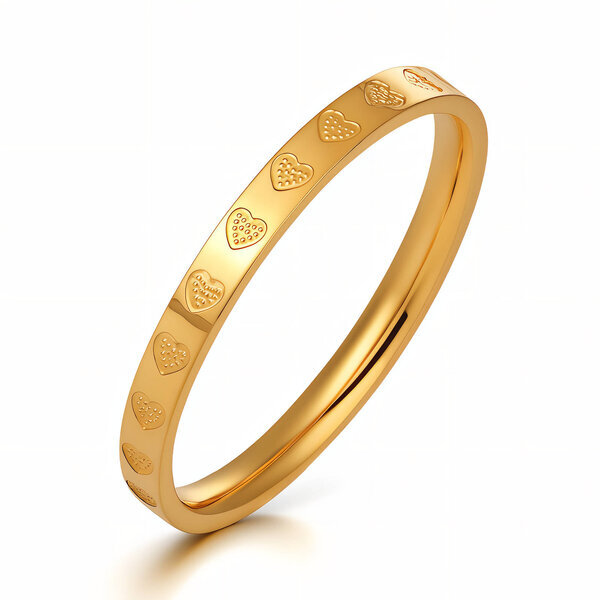 "Hearts" Ring, 18K Gold Plated Steel