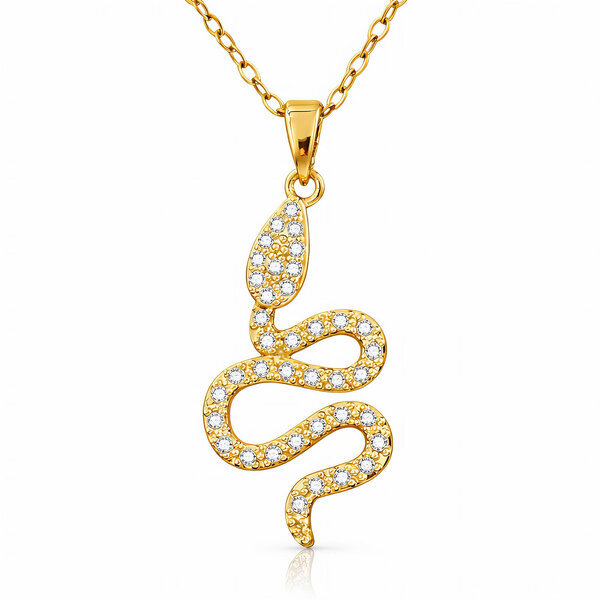 "Snake" Necklace, 18K Gold Plated Steel