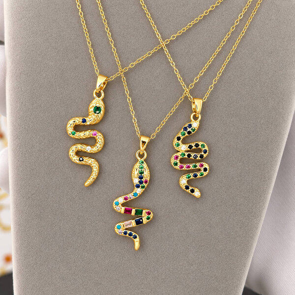 "Snake" Necklace, 18K Gold Plated Steel