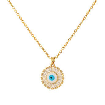 18K gold plated Stainless steel  "Evil Eye" necklace, Intensity