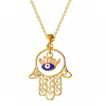 18K gold plated Stainless steel  "evil eye" necklace, Intensity