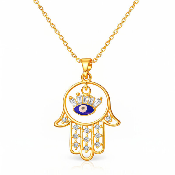 "evil eye" Necklace, 18K Gold Plated Steel