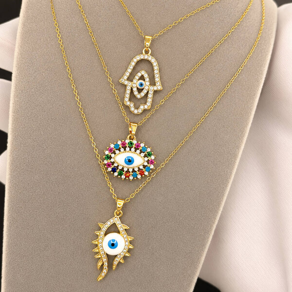 "evil eye" Necklace, 18K Gold Plated Steel
