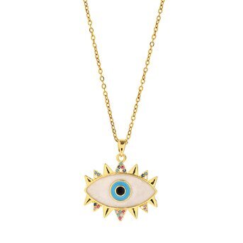 18K gold plated Stainless steel  "evil eye" necklace, Intensity
