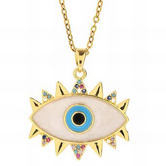 18K gold plated Stainless steel  "evil eye" necklace, Intensity