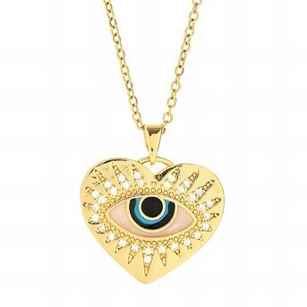 18K gold plated Stainless steel  "evil eye" necklace, Intensity