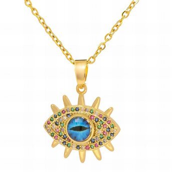 18K gold plated Stainless steel  "evil eye" necklace, Intensity