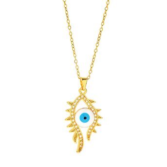 18K gold plated Stainless steel  "evil eye" necklace, Intensity