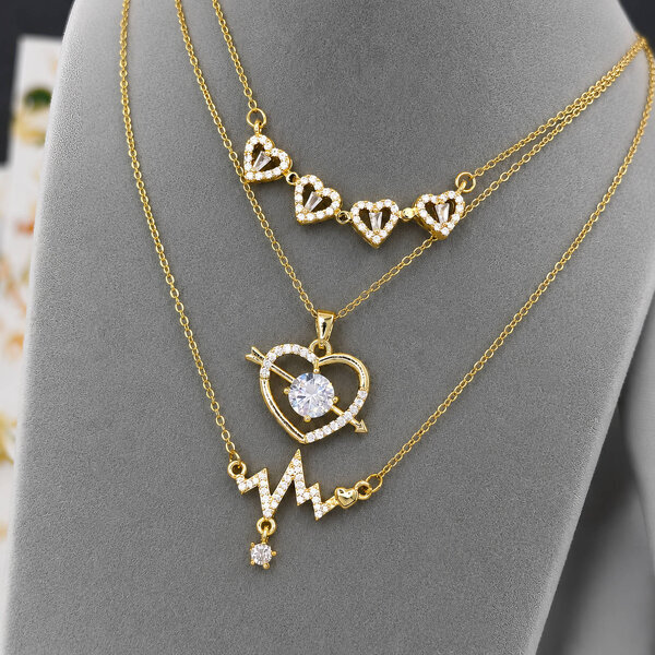 "Flower" Necklace, 18K Gold Plated Steel