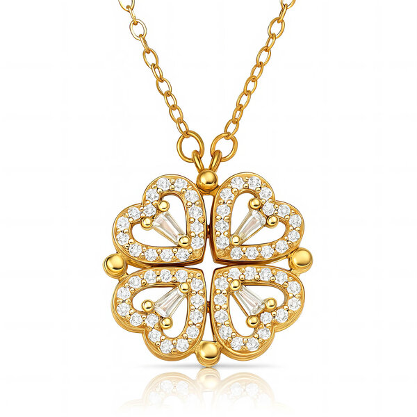 "Flower" Necklace, 18K Gold Plated Steel