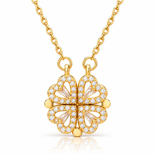 "Flower" PVD Gold-Plated Brass Necklace - Crystallic