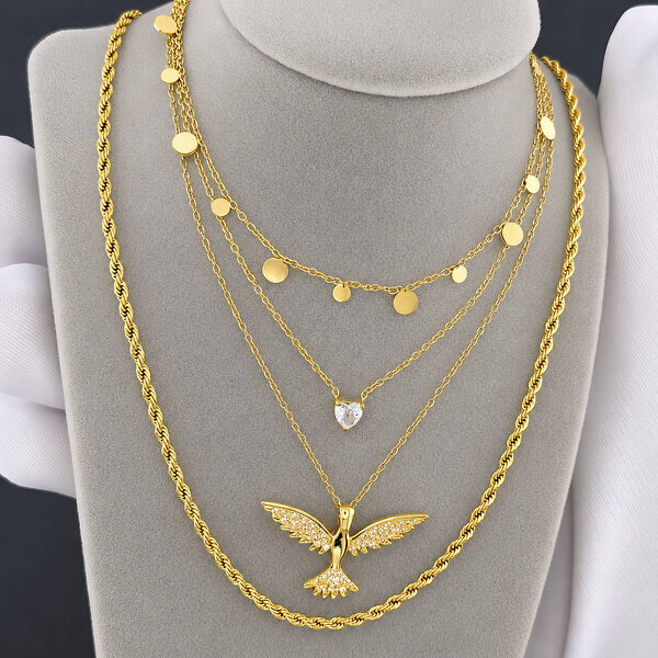 Necklace, 18K Gold Plated Steel
