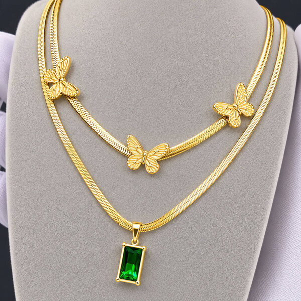 Necklace, 18K Gold Plated Steel