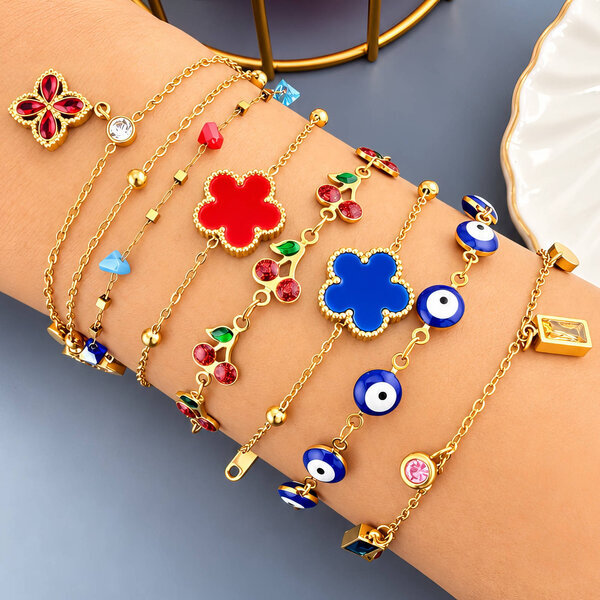 "Flower" PVD Gold-Plated Steel Bracelet - Intensity