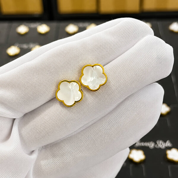 "Flowers" Earrings, 18K Gold Plated Steel