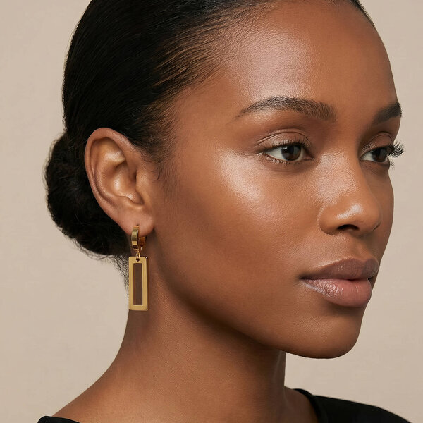 Earrings, 18K Gold Plated Steel