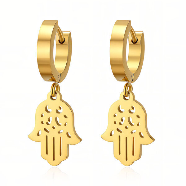 Earrings, 18K Gold Plated Steel