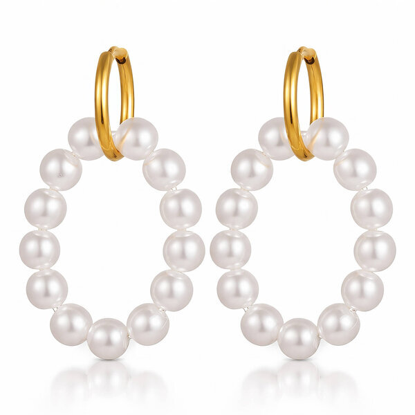 Earrings, 18K Gold Plated Steel