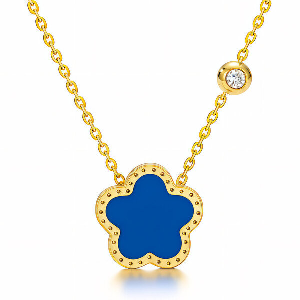 "Flower" Necklace, 18K Gold Plated Steel