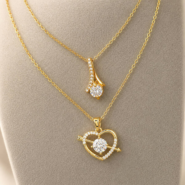 "Heart" Necklace, 18K Gold Plated Steel