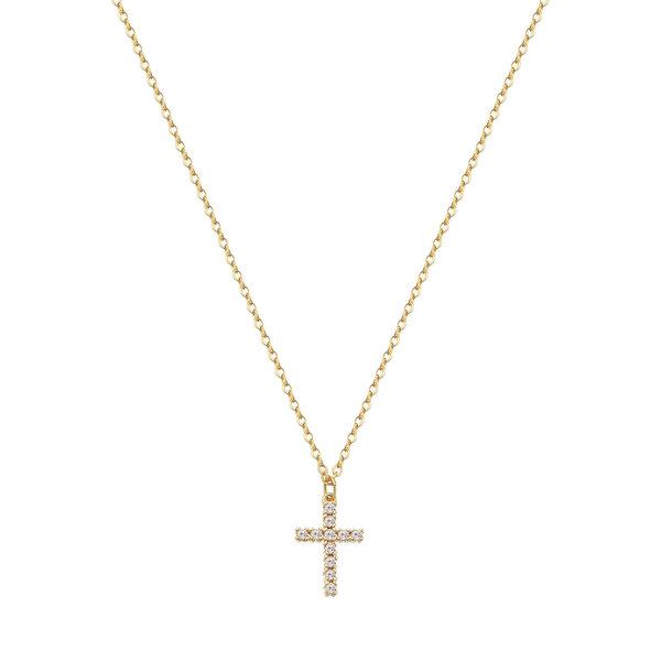 "Crosses" Necklace, 18K Gold Plated Steel