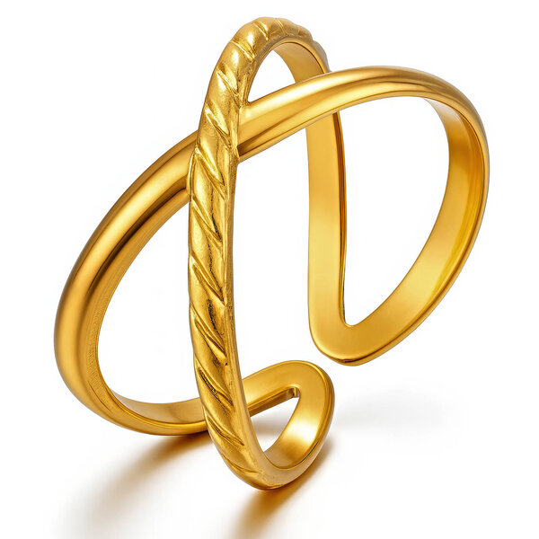 Ring, 18K Gold Plated Steel