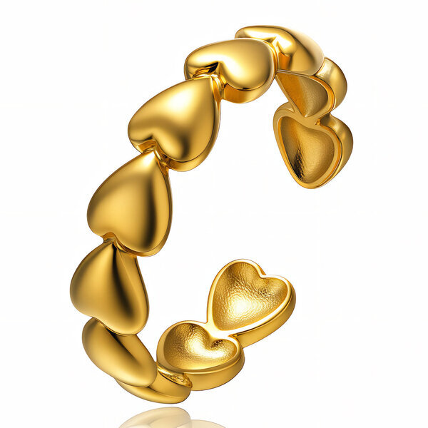"Hearts" Ring, 18K Gold Plated Steel