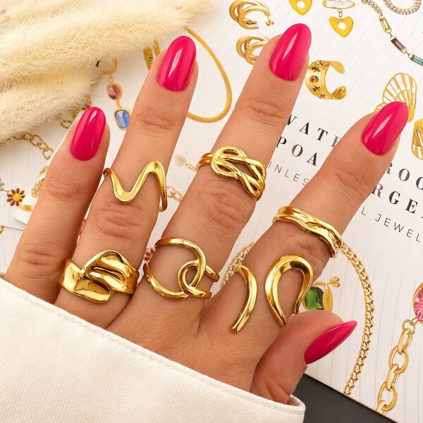 Ring, 18K Gold Plated Steel