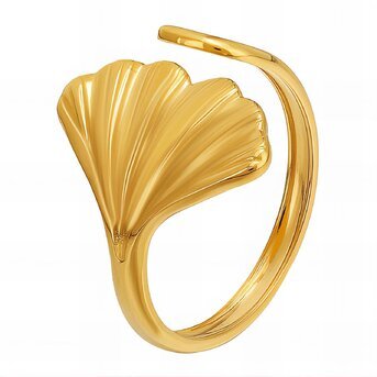 18K gold plated Stainless steel  "Seashells" finger ring, Intensity