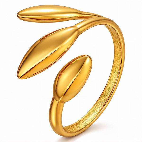 "Leaves" Ring, 18K Gold Plated Steel
