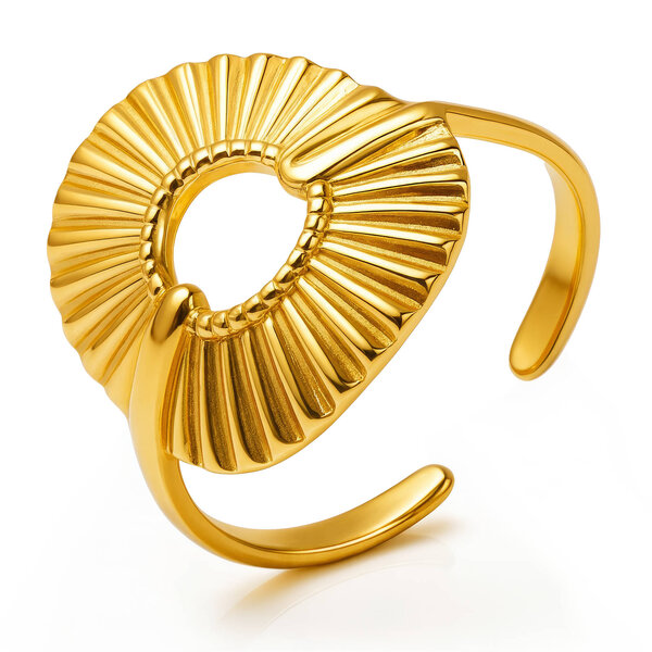 "Flower" Ring, 18K Gold Plated Steel