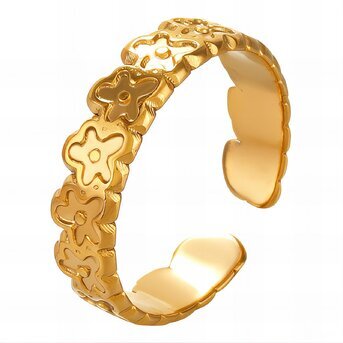 18K gold plated Stainless steel  "Flowers" finger ring, Intensity