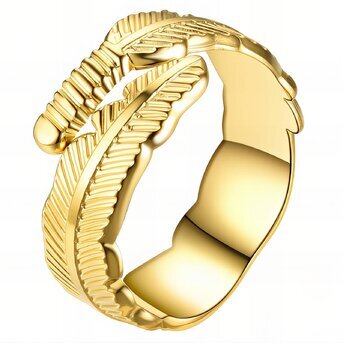 18K gold plated Stainless steel  "Leaf" finger ring, Intensity