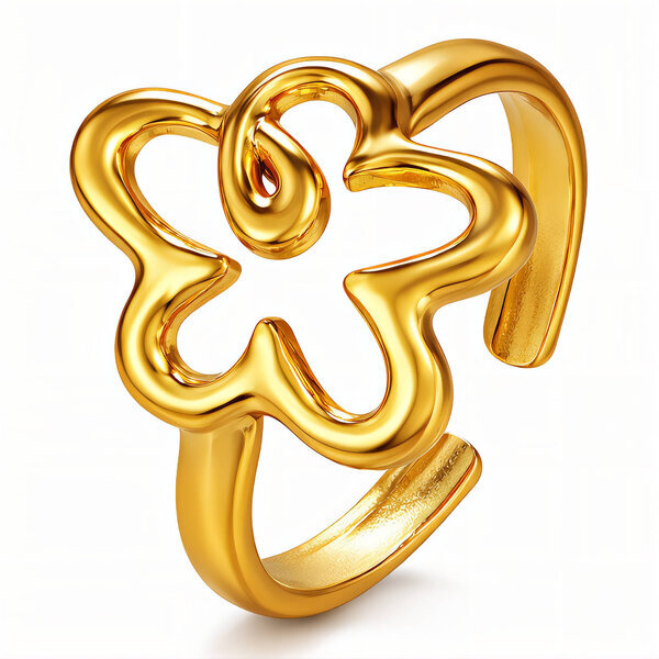 "Flower" Ring, 18K Gold Plated Steel