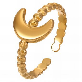 18K gold plated Stainless steel  "Crescent" finger ring, Intensity