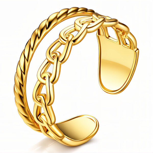 Ring, 18K Gold Plated Steel